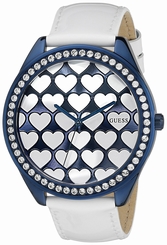 Guess Watches : U0535L2 Quartz Analog Crystal Bezel White Leather Women Watch