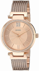 Guess Watches : U0638L4 Rose Gold Dial Stainless Steel Band Women Watch