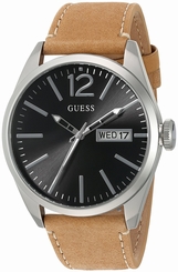 Guess Watches : U0658G7 Quartz Analog Day Date Brown Leather Men Watch