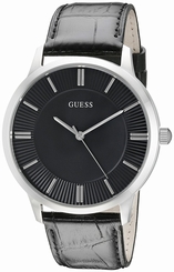 Guess Watches : U0664G1 Quartz Analog Black Leather Men Watch