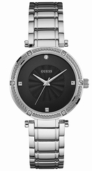 Guess Watches : U0695L1 Black Dial Stainless Steel Band Women Watch