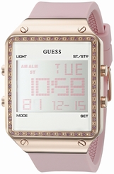 Guess Watches : U0700L2 Quartz Digital Pink Silicone Women Watch