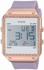 Guess Watches : U0700L5 Quartz Digital Purple Silicone Women Watch