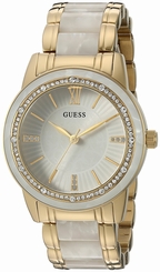 Guess Watches : U0706L3 White Dial Metal Band Women Watch