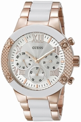 Guess Watches : U0770L2 White Dial Stainless Steel Band Women Watch