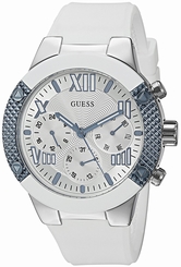 Guess Watches : U0772L3 Quartz Multifunction Dial White Silicone Women Watch