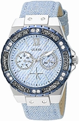 Guess Watches : U0775L1 Quartz Multifunction Dial Blue Leather Women Watch