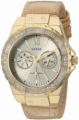 Guess Watches : U0775L2 Quartz Multifunction Dial Beige Leather Women Watch