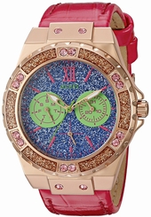 Guess Watches : U0775L4 Quartz Multifunction Dial Crystal Bezel Pink Leather Women Watch