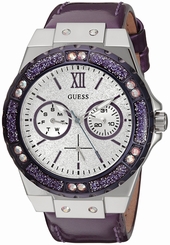 Guess Watches : U0775L6 Quartz Multifunction Dial Purple Leather Women Watch