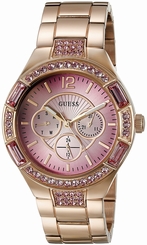 Guess Watches : U0776L3 Pink Dial Stainless Steel Band Women Watch