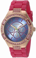Guess Watches : U0777L1 Quartz Multifunction Dial Pink Silicone Women Watch