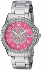 Guess Watches : U0779L5 Pink Dial Stainless Steel Band Women Watch