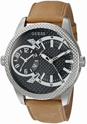 Guess Watches : U0788G2 Quartz Dual Time Brown Leather Men Watch