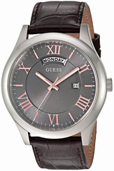 Guess Watches : U0792G7 Quartz Analog Day Date Brown Leather Men Watch