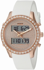 Guess Watches : U0818L3 Quartz Analog and Digital White Silicone Women Watch