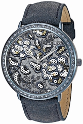 Guess Watches : U0820L2 Quartz Analog Crystal Bezel Blue Leather Women Watch