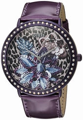 Guess Watches : U0820L3 Quartz Analog Purple Leather Women Watch