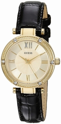 Guess Watches : U0838L1 Quartz Analog Black Leather Women Watch