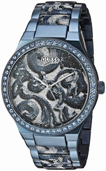 Guess Watches : U0843L2 Blue Dial Metal Band Women Watch