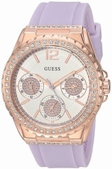 Guess Watches : U0846L6 Quartz Multifunction Dial Crystal Bezel Purple Silicone Women Watch