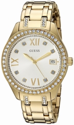 Guess Watches : U0848L2 White Dial Metal Band Women Watch