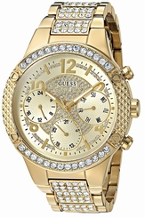 Guess Watches : U0850L2 Quartz Analog Crystal-Accented Bezel Gold Tone Stainless Steel Women Watch