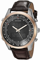 Guess Watches : U0861G1 Quartz Analog and Digital Brown Leather Men Watch