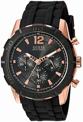 Guess Watches : U0864G2 Quartz Chronograph Black Silicone Men Watch