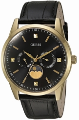 Guess Watches : U0868G2 Quartz Multifunction Dial Black Leather Men Watch