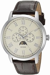 Guess Watches : U0870G1 Quartz Multifunction Dial Brown Leather Men Watch