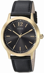 Guess Watches : U0922G4 Quartz Analog Black Leather Men Watch