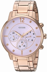 Guess Watches : U0941L7 Purple Dial Stainless Steel Band Women Watch