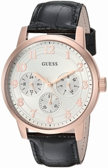 Guess Watches : U0974G2 Quartz Multifunction Dial Black Leather Men Watch