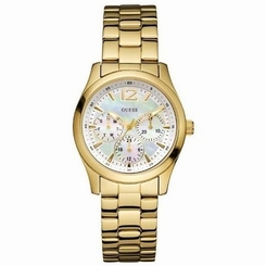 Guess Watches : U11633L1 Quartz Mother of Pearl Multifunction Dial Gold Tone Stainless Steel Women Watch