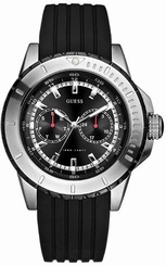 Guess Watches : U12531G1 Black Dial Silicone Band Men Watch