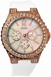 Fake AAA Guess Watches : U16529L Quartz Analog Day Date Mother Of Pearl Dial Rubber Women Watch Watch