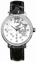 Guess Watches : U75036L1 White Dial Leather Band Women Watch