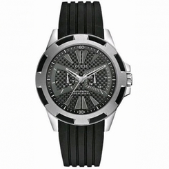 Guess Watches : U90009G1 Quartz Black Dial Stainless Steel Case With Rubber Strap Men Watch