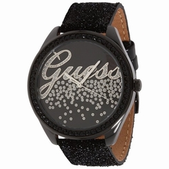 Guess Watches : U96002L1 Stainless Steel Case With Leather Strap Stainless Steel Women Watch