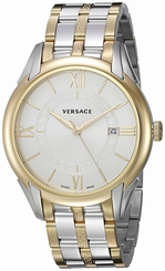 Versace Watches : V10070015 Silver Dial Stainless Steel Band Men Watch