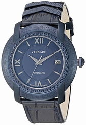Versace Watches : V13020016 Automatic Date Blue Leather Men Watch