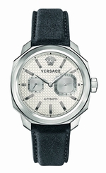 Versace Watches : V14010016 Automatic Date Grey Leather Men Watch