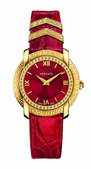 Versace Watches : VAM02-0016 Quartz Analog Red Leather Women Watch