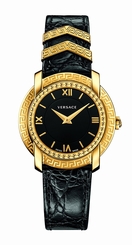 Versace Watches : VAM03-0016 Quartz Analog Black Leather Women Watch