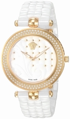 Versace Watches : VAO060016 White Dial Ceramic Band Women Watch