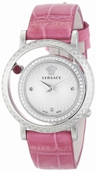 Versace Watches : VDA050014 Quartz Analog Diamond Pink Leather Women Watch