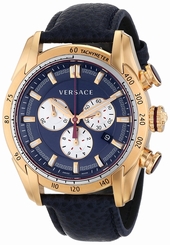 Versace Watches : VDB030014 Quartz Chronograph Date Blue Leather Men Watch
