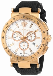 Versace Watches : VFG070013 Quartz Chronograph Date Black Leather Men Watch
