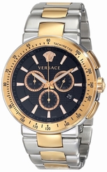 Versace Watches : VFG100014 Black Dial Stainless Steel Band Men Watch